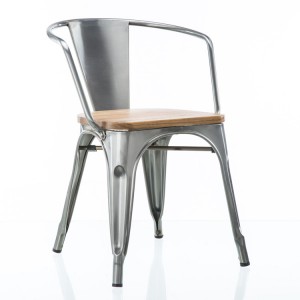 Galvanized Clear Finish Tolix Chair ლითონის Arm სავარძელი