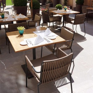 Outdoor furniture metal aluminum frame armchair patio table dining set