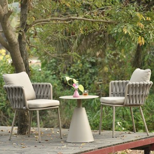 Sedia da giardino da esterno realizzata artigianalmente in corda intrecciata per mobili da giardino