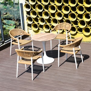 Halat dokuma veranda ticari kullanım mobilya açık hava yemek sandalyesi