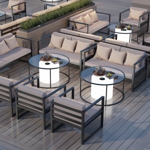 Set teras taman furnitur aluminium cor untuk restoran halaman