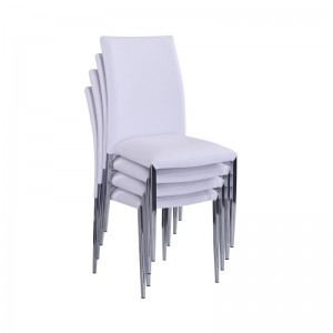 Stackable High Back PU Leather  Chairs , Hotel, Event, Conference Contemporary white Chairs Modern Stainless Steel Base Dining Chair