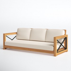 Καρέκλα καναπέ από ξύλο τικ αίθριου 3 θέσεων ξενοδοχείου θέρετρο έπιπλα εξωτερικού χώρου από ξύλο τικ