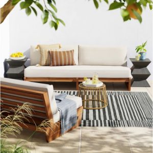 Ensemble de meubles d'extérieur, canapé de patio en bois de teck de luxe imperméable, chaise