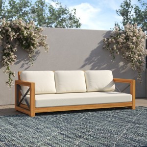 Patio teak wood sofa chair 3 upuan hotel resort outdoor teak furniture