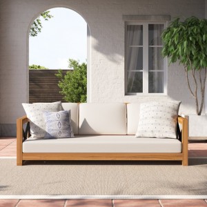 Patio teak wood sofa chair 3 seat hotel resort outdoor teak furniture