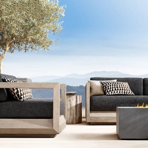 Set di divani per tutte le stagioni in legno massello di teak per mobili da esterno
