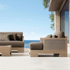 Розкішні меблі для відкритого патіо з твердого тикового дерева диван для відпочинку