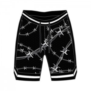 Polyester mesh printed embroidered shorts