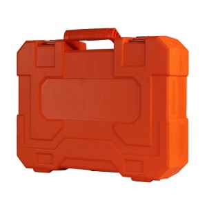Oranžinės spalvos plastikinė įrankių dėžė